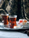 Turkish tea and lokum Royalty Free Stock Photo