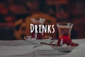 Turkish tea in the restaurant. Turkish cuisine and travel concept. Drinks wording Royalty Free Stock Photo