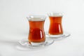 Turkish tea in traditional glasses isolated