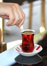 Turkish tea with traditional tea glass