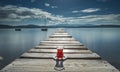 Turkish tea on a wodden pier