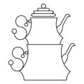 Turkish teapot icon, outline style