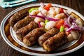 Turkish Tekirdag or inegol Kofte with Piyaz Salad / Kofta