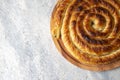 Turkish Tepsi Boregi, Round Borek, Tray pastry - Turkish name rulo borek Royalty Free Stock Photo