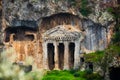 Turkish tourist attraction the ancient tomb of Bellerophon in the city of Tlos. Royalty Free Stock Photo