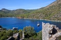 Turkish touristic boats over calm sea in Olu Deniz, Turkey Royalty Free Stock Photo