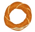 Turkish traditional bagel simit. Cartoon vector illustration in flat style. Turkish Sesame Bagel. Istanbul traditional flavors