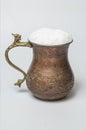 Turkish traditional drink ayran in copper cup