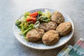 Turkish traditional Food kadinbudu kofte meatball rice and meat falafel. Royalty Free Stock Photo