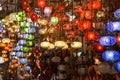 Turkish traditional lanterns, lamps Grand bazaar Istanbul. Glass, colorful, traditional, decorative Turkish lamps hang