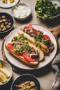 Turkish traditional meat sandwich tantuni with beef and ayran drink