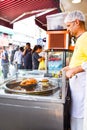 Turkish traditional street food like `cruller` fried dessert with oil , sugar and slightly fermented grape juice