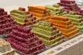 Turkish traditional sweets, rahat lukum in counter