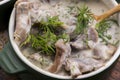 Turkish traditional tripe soup; iskembe corbasi and offal soup Royalty Free Stock Photo