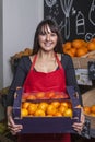 Turkish vendor at greengrocer Royalty Free Stock Photo