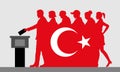 Turkish voters crowd silhouette like Turkey flag by voting for e