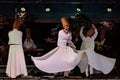 The Turkish whirling dancers or Sufi whirling dancers at Spirito Del Pianeta Royalty Free Stock Photo