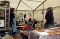 Turkish women cook in a tent