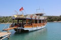 Turkish Wooden Tour Boat docked at Cleopatra Island Pier