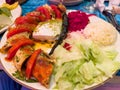 Turkish wrap combo meal plate with rice and salad