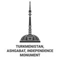 Turkmenistan, Ashgabat, Independence Monument travel landmark vector illustration Royalty Free Stock Photo