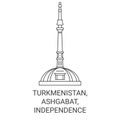 Turkmenistan, Ashgabat, Independence Monument travel landmark vector illustration