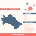 Turkmenistan - Asia Country Map. Covid-29, Corona Virus Map Infographic Vector Template EPS 10