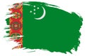 Turkmenistan brush stroke flag vector background. Hand drawn grunge style Turkmenian isolated banner Royalty Free Stock Photo