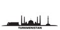 Turkmenistan city skyline isolated vector illustration. Turkmenistan travel black cityscape Royalty Free Stock Photo