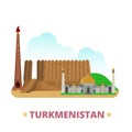 Turkmenistan country design template Flat cartoon