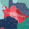 Turkmenistan country detailed editable map