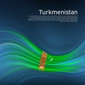 Turkmenistan flag background. Abstract tajik flag in blue sky. National holiday card design. State banner, turkmenistan poster,