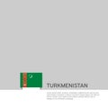 Turkmenistan flag background. State patriotic turkmen banner, cover. Document template with turkmenistan flag on white background