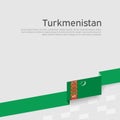 Turkmenistan flag background. State patriotic turkmen banner, cover. Ribbon color flag of turkmenistan on a white background