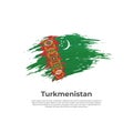 Turkmenistan flag. Brush strokes. Brush painted turkmen flag on a white background. Vector design national poster, template. Place Royalty Free Stock Photo