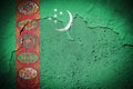 Turkmenistan flag on cracked wall Royalty Free Stock Photo