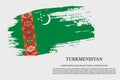 Turkmenistan flag grunge brush and poster, vector Royalty Free Stock Photo