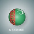 Turkmenistan flag icon circle 3d gradient isolated Royalty Free Stock Photo
