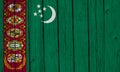 Turkmenistan Flag Over Wood Planks