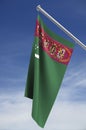 Turkmenistan flag with sky Royalty Free Stock Photo