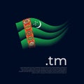 Turkmenistan flag. Vector stylized design national poster on a dark background. Turkmen flag painted with abstract brush strokes Royalty Free Stock Photo