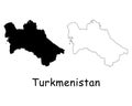 Turkmenistan Country Map. Black silhouette and outline isolated on white background. EPS Vector