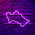 Turkmenistan map glowing purple neon lamp sign