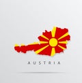 Vector map of Austria combined with North Macedonia flag Royalty Free Stock Photo
