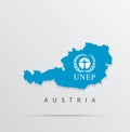 Vector map of Austria combined with United Nations Environment Programme (UNEP) flag