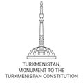 Turkmenistan, Monument To The Turkmenistan Constitution travel landmark vector illustration Royalty Free Stock Photo