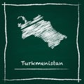 Turkmenistan outline vector map hand drawn