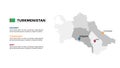 Turkmenistan vector map infographic template. Slide presentation. Global business marketing concept. Asia country. World