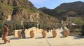 Turkmenistan, Village Gorge - March 23, 2019: Entrance to the complex Gala. A beautiful vacation spot for tourists and local Royalty Free Stock Photo