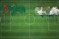 Turkmenistan vs Paraguay Soccer Match, national colors, national flags, soccer field, football game, Copy space